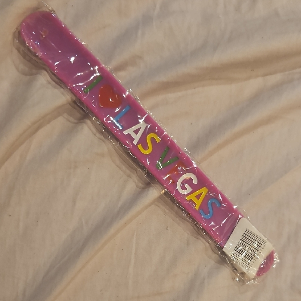 Pink I Love Las Vegas Slap Bracelet